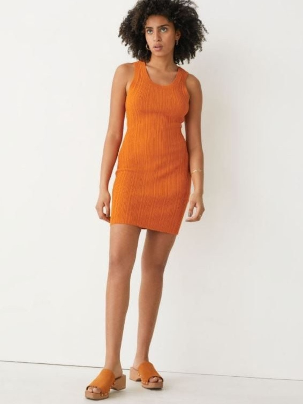 Other Stories Sleeveless Ribbed Knit Mini Dress - Orange size XS